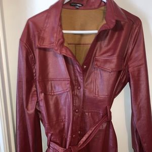 Burgundy Leather like material dress